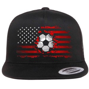 American Flag Soccer Apparel Soccer Flat Bill Trucker Hat