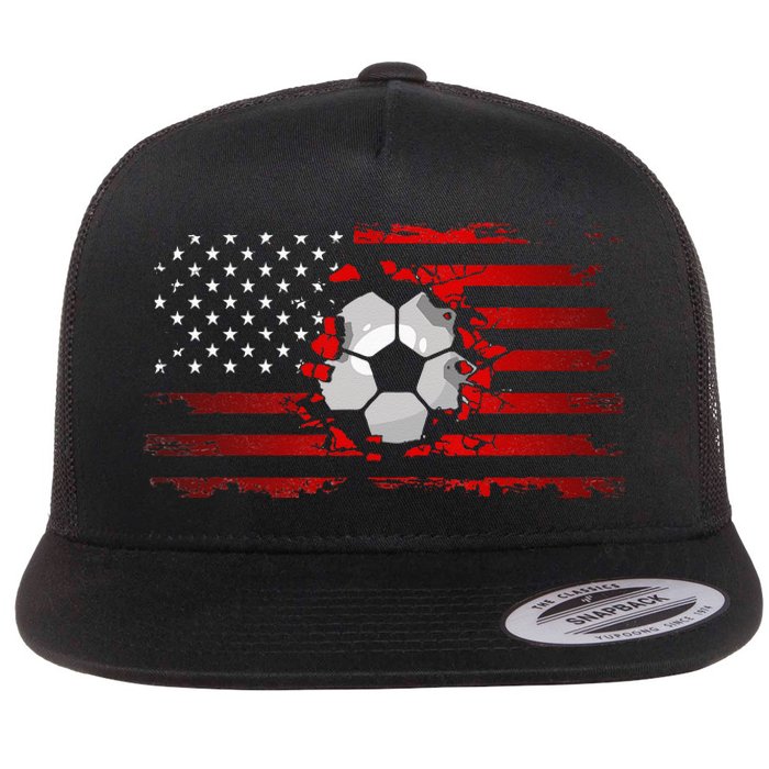 American Flag Soccer Apparel Soccer Flat Bill Trucker Hat