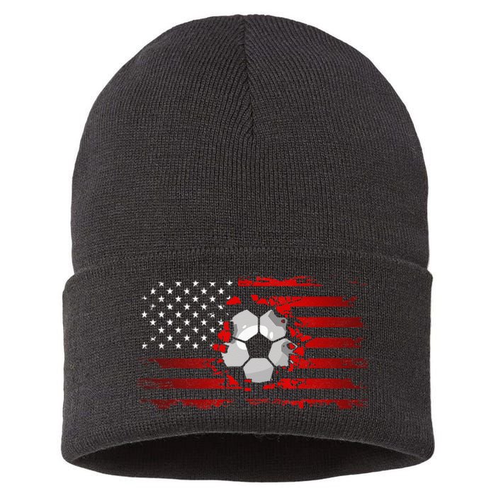 American Flag Soccer Apparel Soccer Sustainable Knit Beanie