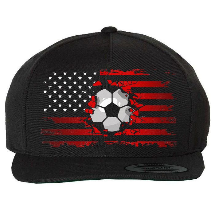 American Flag Soccer Apparel Soccer Wool Snapback Cap