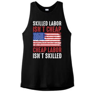 American Flag Skilled Labor Isnt Cheap Labor Day Great Gift Ladies PosiCharge Tri-Blend Wicking Tank