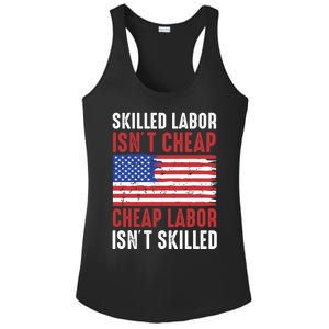 American Flag Skilled Labor Isnt Cheap Labor Day Great Gift Ladies PosiCharge Competitor Racerback Tank