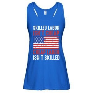 American Flag Skilled Labor Isnt Cheap Labor Day Great Gift Ladies Essential Flowy Tank