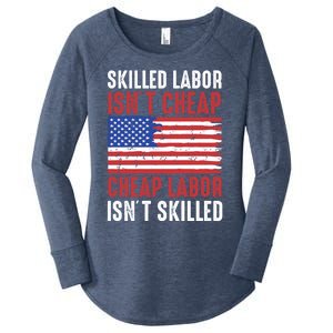 American Flag Skilled Labor Isnt Cheap Labor Day Great Gift Women's Perfect Tri Tunic Long Sleeve Shirt