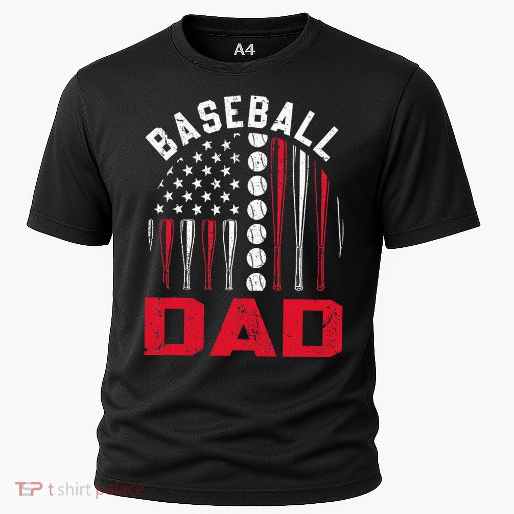 American Flag Softball Baseball Dad Gift Ball Fathers Day Performance Shirt