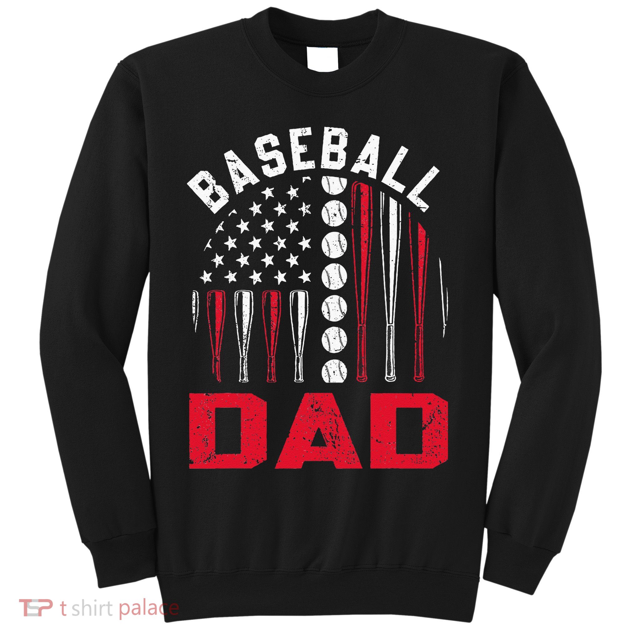 American Flag Softball Baseball Dad Gift Ball Fathers Day Sweatshirt