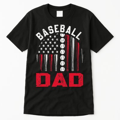 American Flag Softball Baseball Dad Gift Ball Fathers Day Tall T-Shirt