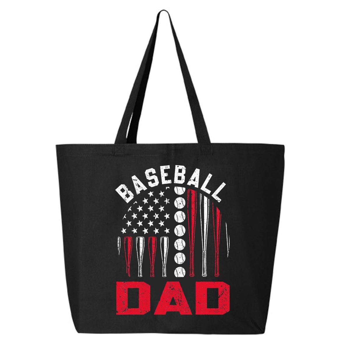 American Flag Softball Baseball Dad Gift Ball Fathers Day 25L Jumbo Tote