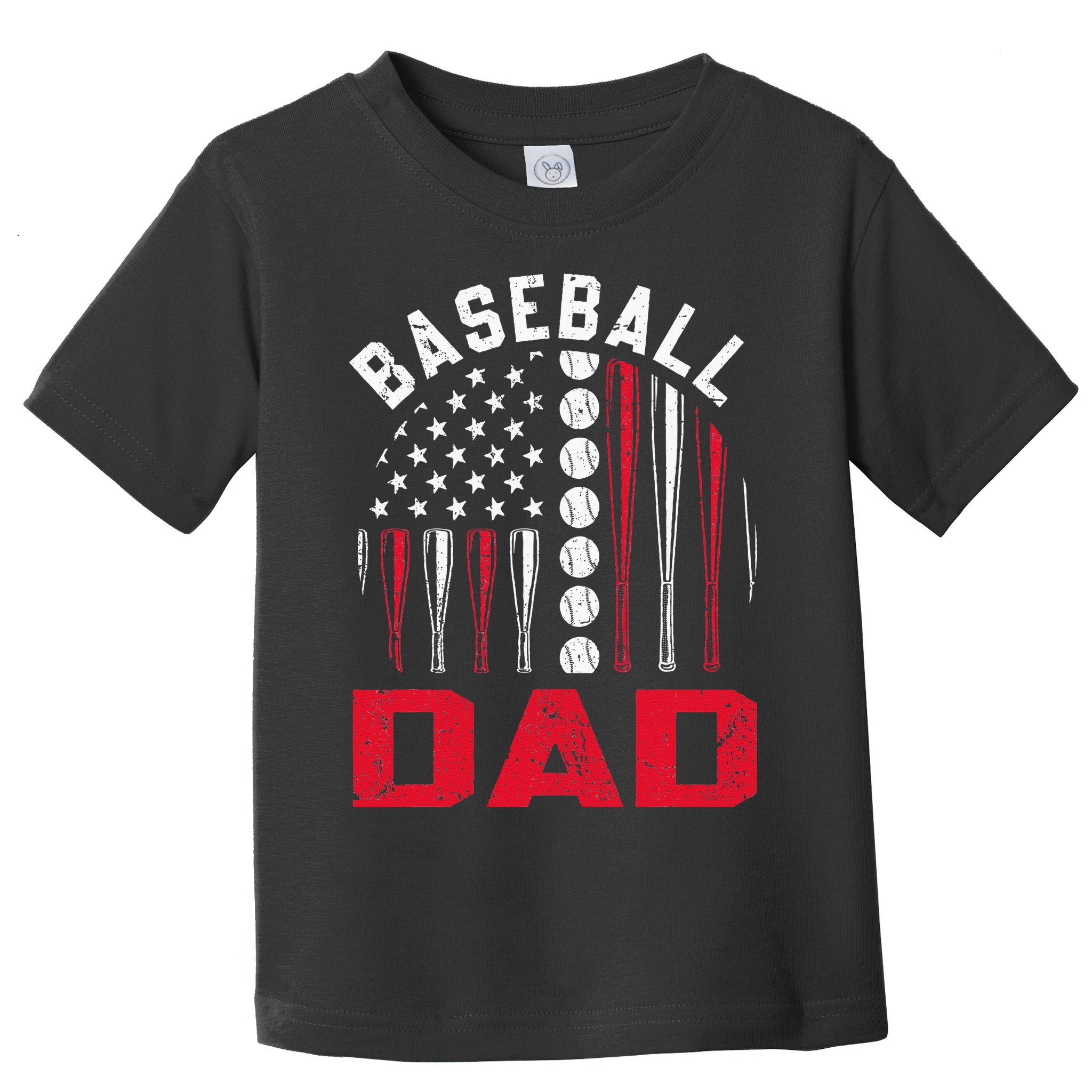 American Flag Softball Baseball Dad Gift Ball Fathers Day Toddler T-Shirt