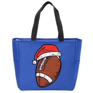 American Football Santa Hat Sports Christmas Xmas Funny Zip Tote Bag