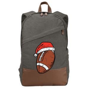 American Football Santa Hat Sports Christmas Xmas Funny Cotton Canvas Backpack