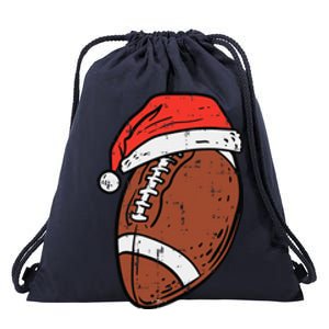 American Football Santa Hat Sports Christmas Xmas Funny Drawstring Bag