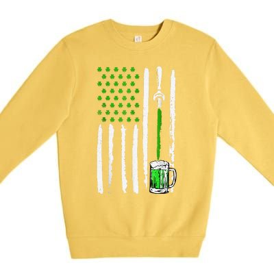 American Flag St Patrick's Day Shamrock Drinking Beer Irish Premium Crewneck Sweatshirt