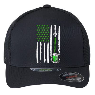 American Flag St Patrick's Day Shamrock Drinking Beer Irish Flexfit Unipanel Trucker Cap