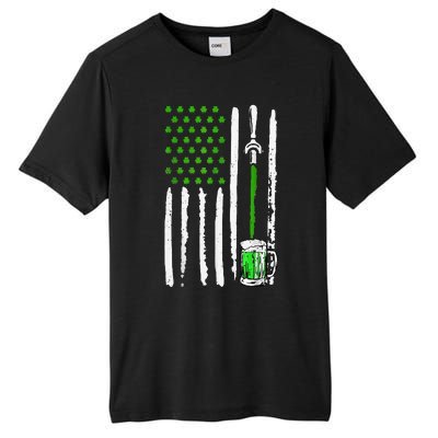 American Flag St Patrick's Day Shamrock Drinking Beer Irish Tall Fusion ChromaSoft Performance T-Shirt