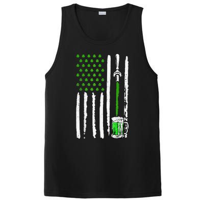 American Flag St Patrick's Day Shamrock Drinking Beer Irish PosiCharge Competitor Tank