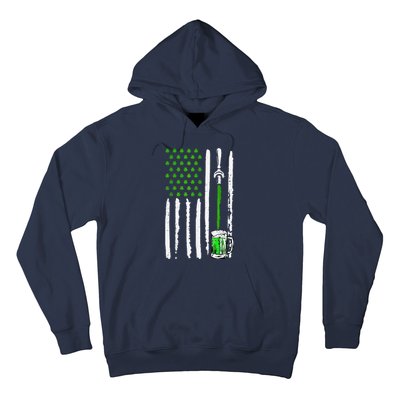 American Flag St Patrick's Day Shamrock Drinking Beer Irish Hoodie