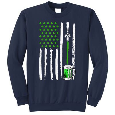 American Flag St Patrick's Day Shamrock Drinking Beer Irish Sweatshirt