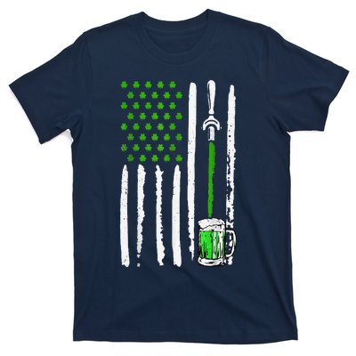 American Flag St Patrick's Day Shamrock Drinking Beer Irish T-Shirt