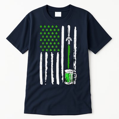 American Flag St Patrick's Day Shamrock Drinking Beer Irish Tall T-Shirt