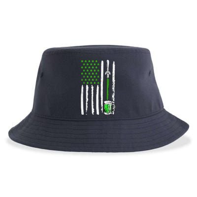 American Flag St Patrick's Day Shamrock Drinking Beer Irish Sustainable Bucket Hat