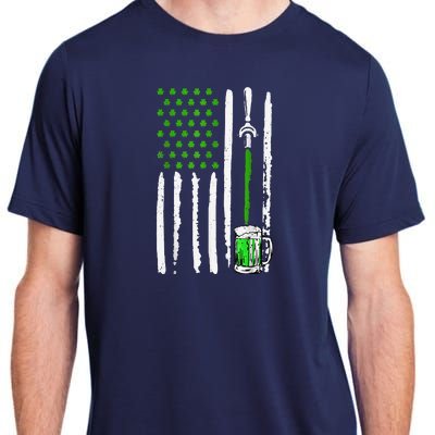 American Flag St Patrick's Day Shamrock Drinking Beer Irish Adult ChromaSoft Performance T-Shirt