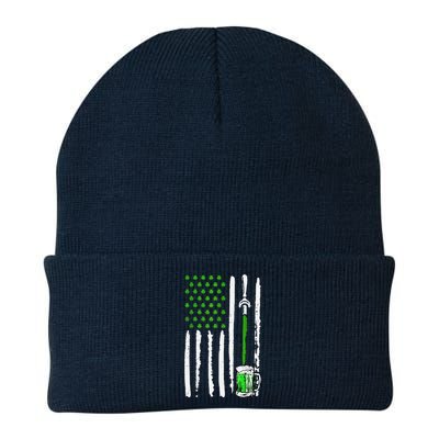 American Flag St Patrick's Day Shamrock Drinking Beer Irish Knit Cap Winter Beanie