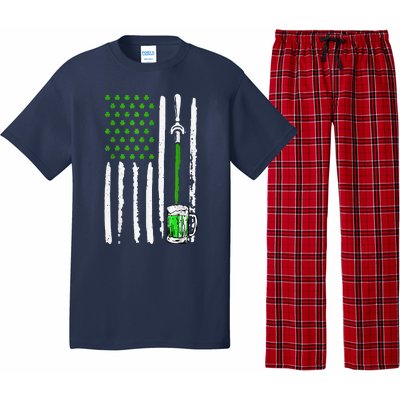 American Flag St Patrick's Day Shamrock Drinking Beer Irish Pajama Set