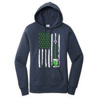 American Flag St Patrick's Day Shamrock Drinking Beer Irish Women's Pullover Hoodie