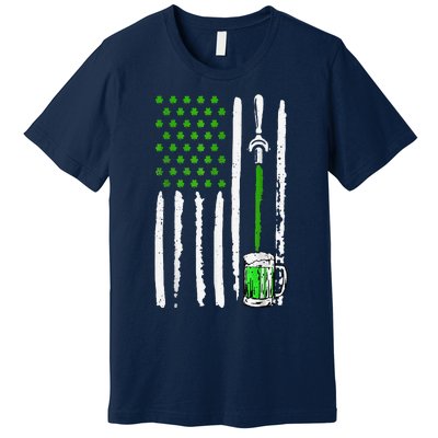 American Flag St Patrick's Day Shamrock Drinking Beer Irish Premium T-Shirt