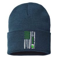 American Flag St Patrick's Day Shamrock Drinking Beer Irish Sustainable Knit Beanie