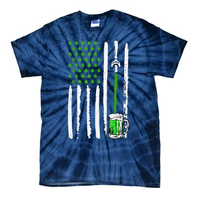 American Flag St Patrick's Day Shamrock Drinking Beer Irish Tie-Dye T-Shirt