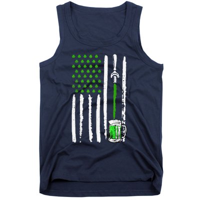 American Flag St Patrick's Day Shamrock Drinking Beer Irish Tank Top