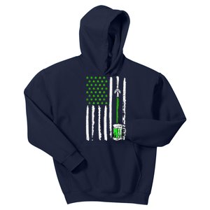 American Flag St Patrick's Day Shamrock Drinking Beer Irish Kids Hoodie