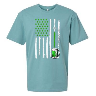 American Flag St Patrick's Day Shamrock Drinking Beer Irish Sueded Cloud Jersey T-Shirt