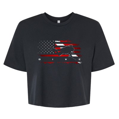 American Flag Scuba Diving Apparel Scuba Diving Bella+Canvas Jersey Crop Tee