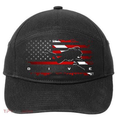 American Flag Scuba Diving Apparel Scuba Diving 7-Panel Snapback Hat