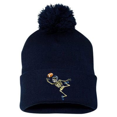 American Football Skeleton Halloween Men Football Fan Pom Pom 12in Knit Beanie