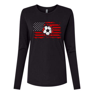 American Flag Soccer Apparel Soccer Womens Cotton Relaxed Long Sleeve T-Shirt