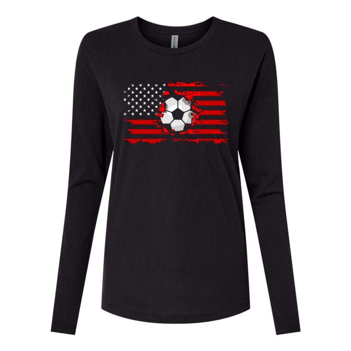 American Flag Soccer Apparel Soccer Womens Cotton Relaxed Long Sleeve T-Shirt