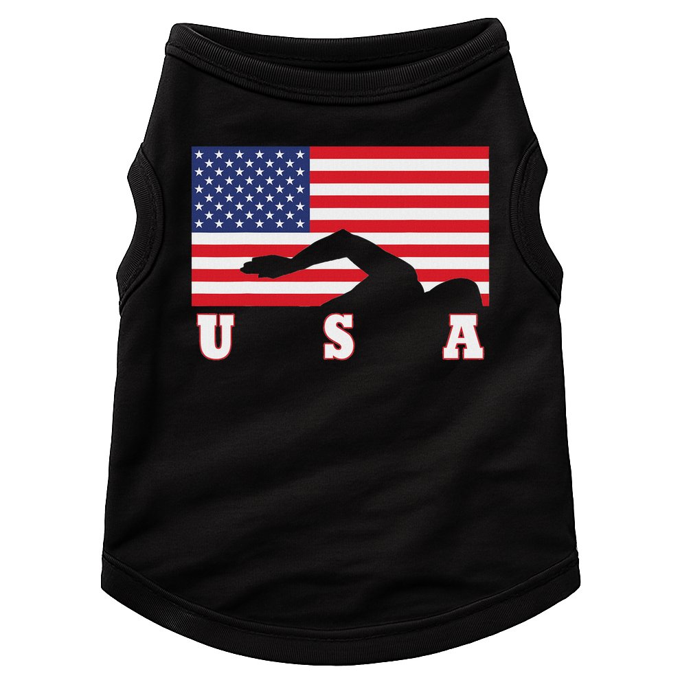 American Flag Swimming Usa Gift Doggie Tank