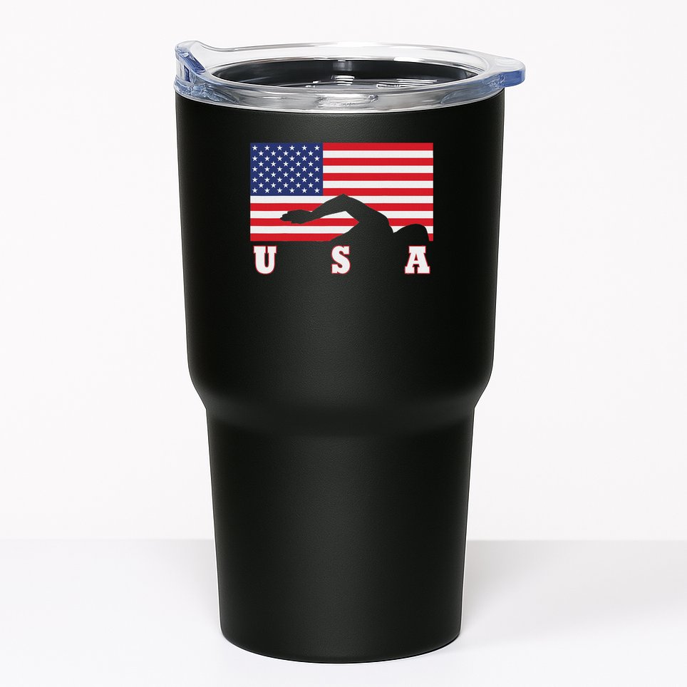 American Flag Swimming Usa Gift Tumbler