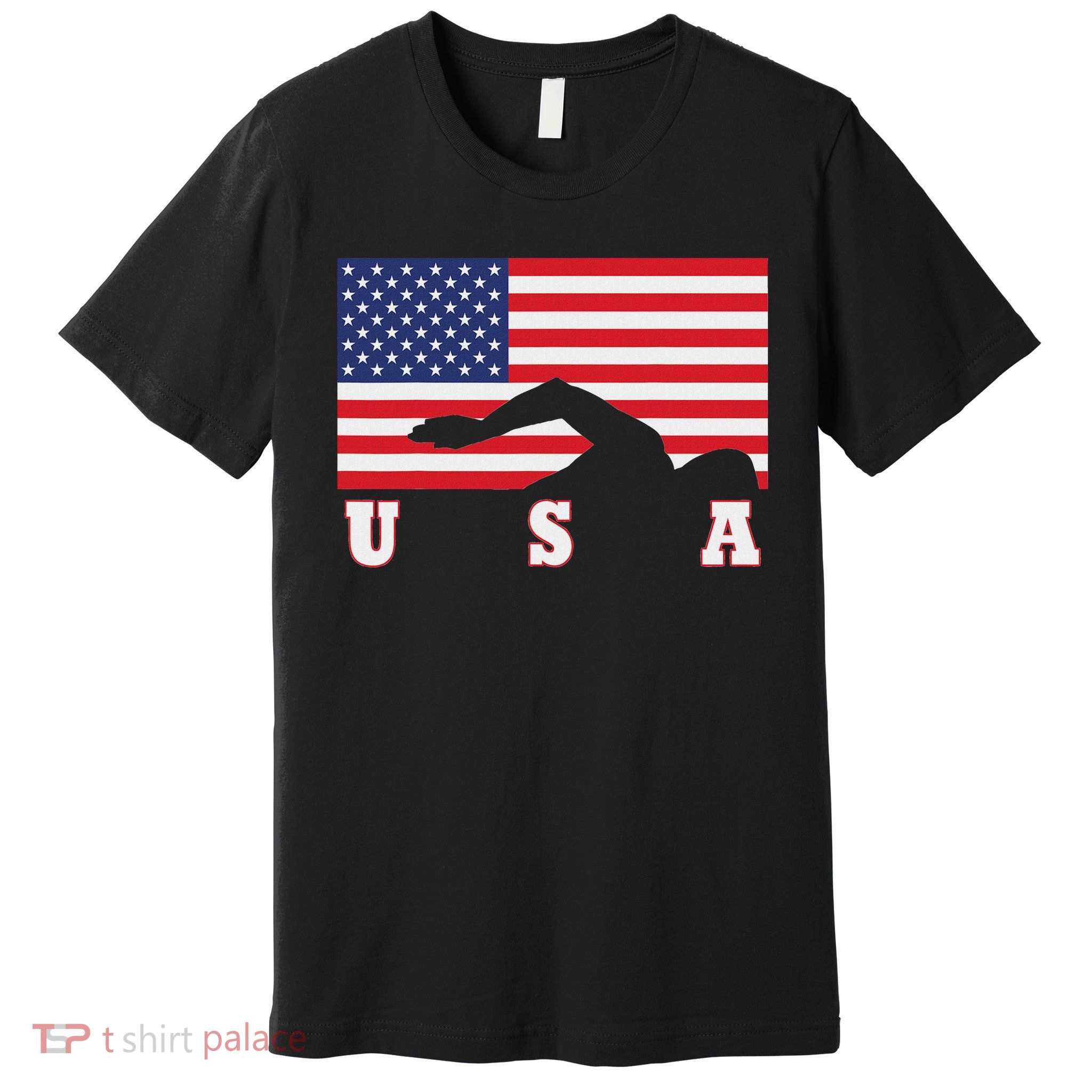 American Flag Swimming Usa Gift Premium T-Shirt