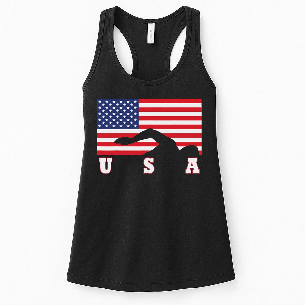 American Flag Swimming Usa Gift Womens Tank Top