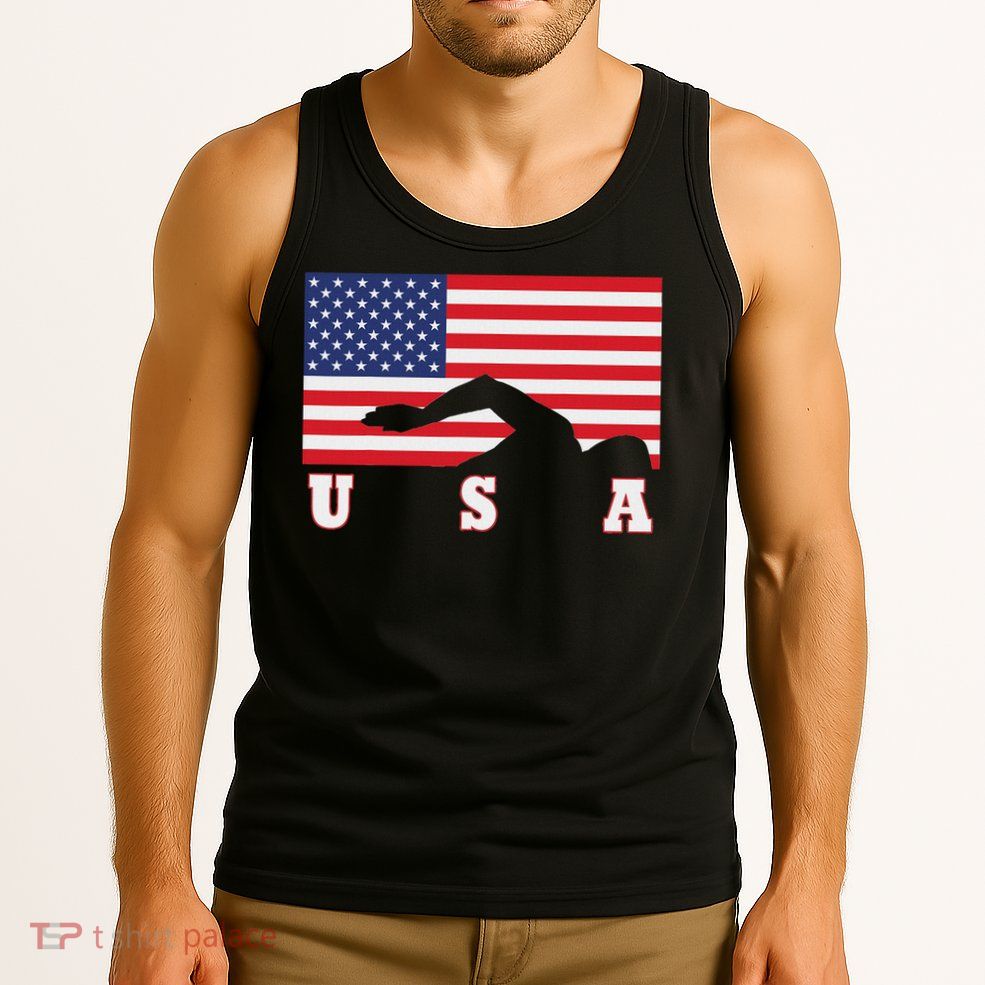 American Flag Swimming Usa Gift Tank Top
