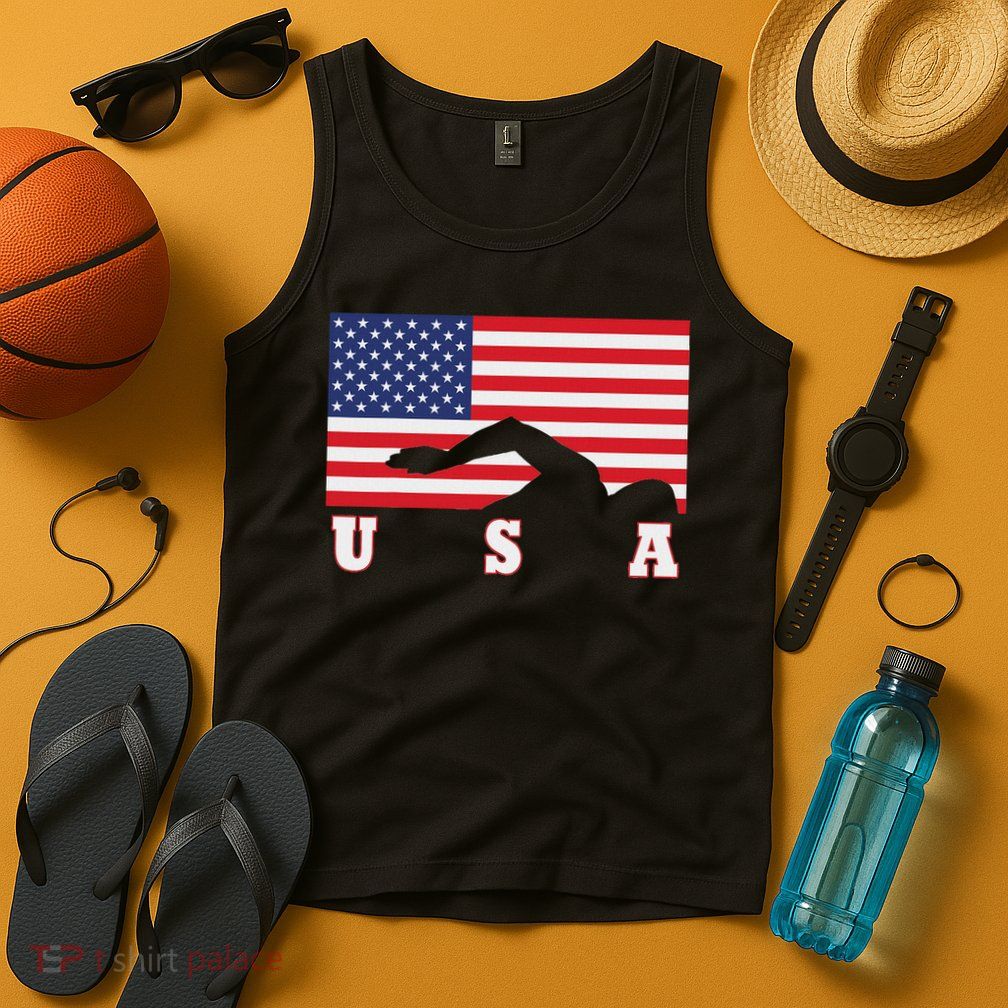 American Flag Swimming Usa Gift Tank Top