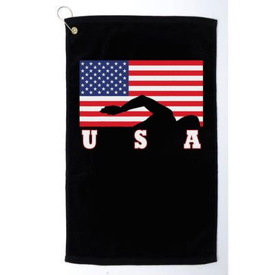 American Flag Swimming Usa Gift Golf Towel