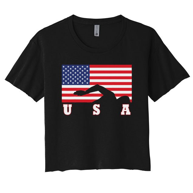 American Flag Swimming Usa Gift Crop Top
