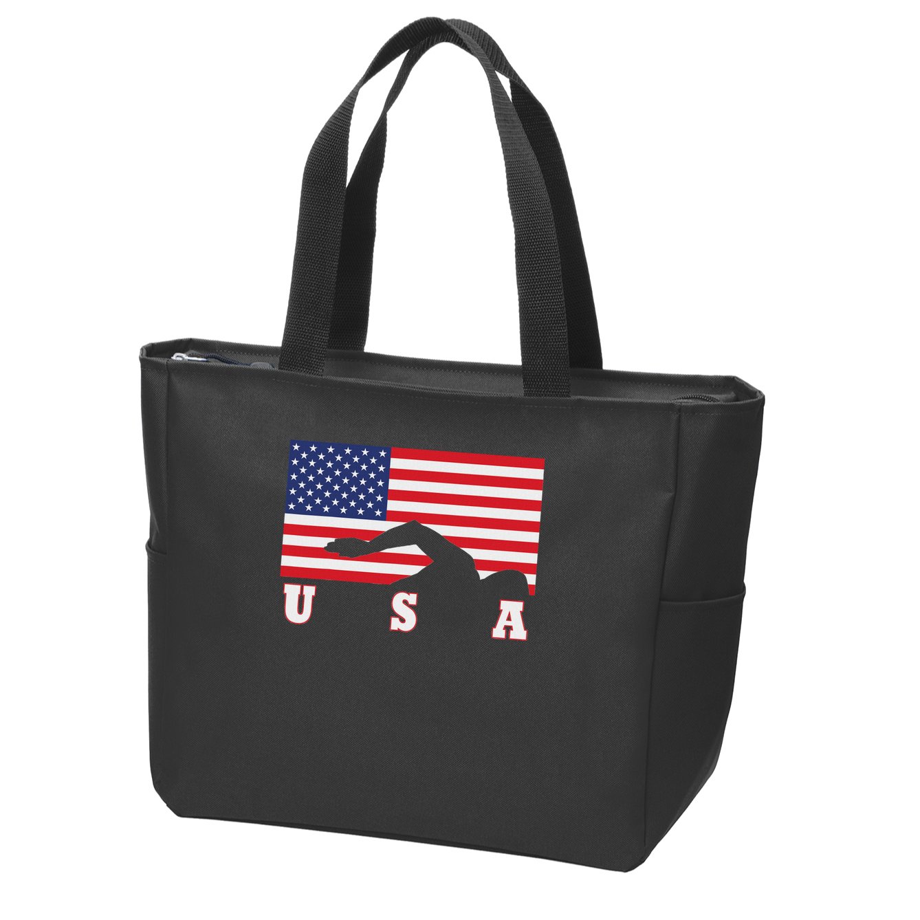 American Flag Swimming Usa Gift Zip Tote Bag