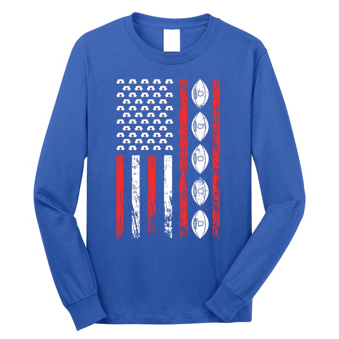 American Football Sports Flag National Nurses Day Gift Long Sleeve Shirt